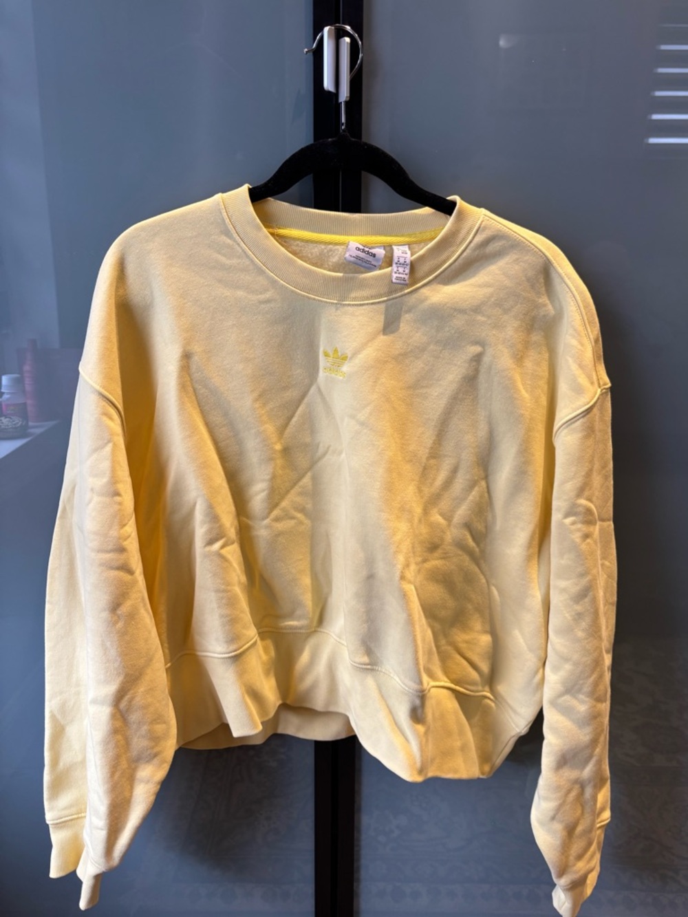 adidas Pale Yellow Crewneck Sweatshirt with Trefoil Tag